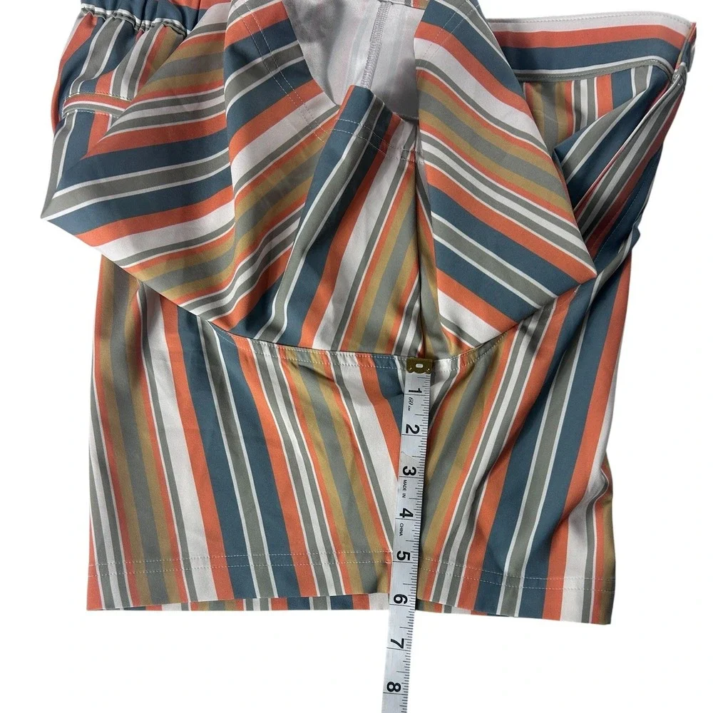 NWT VRST Mens Relaxed Fit Striped Hybrid Shorts Orange Blue UV Protection Size M